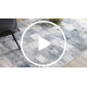 DISTIN 0143A marineblauw / blauw / wit modern tapijt - Geometrisch, vintage, franjes