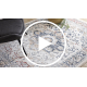 DISTIN 0834A marineblauw / blauw / geel / terracotta modern tapijt - Ornament, vintage, franjes